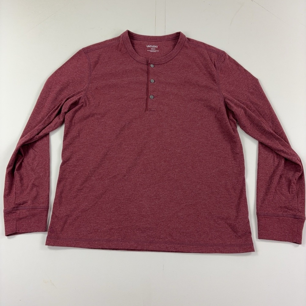 UNTUCKit Shirt Mens M Red Long Sleeve Henley Tagless Jersey Tee Cotton Dexter